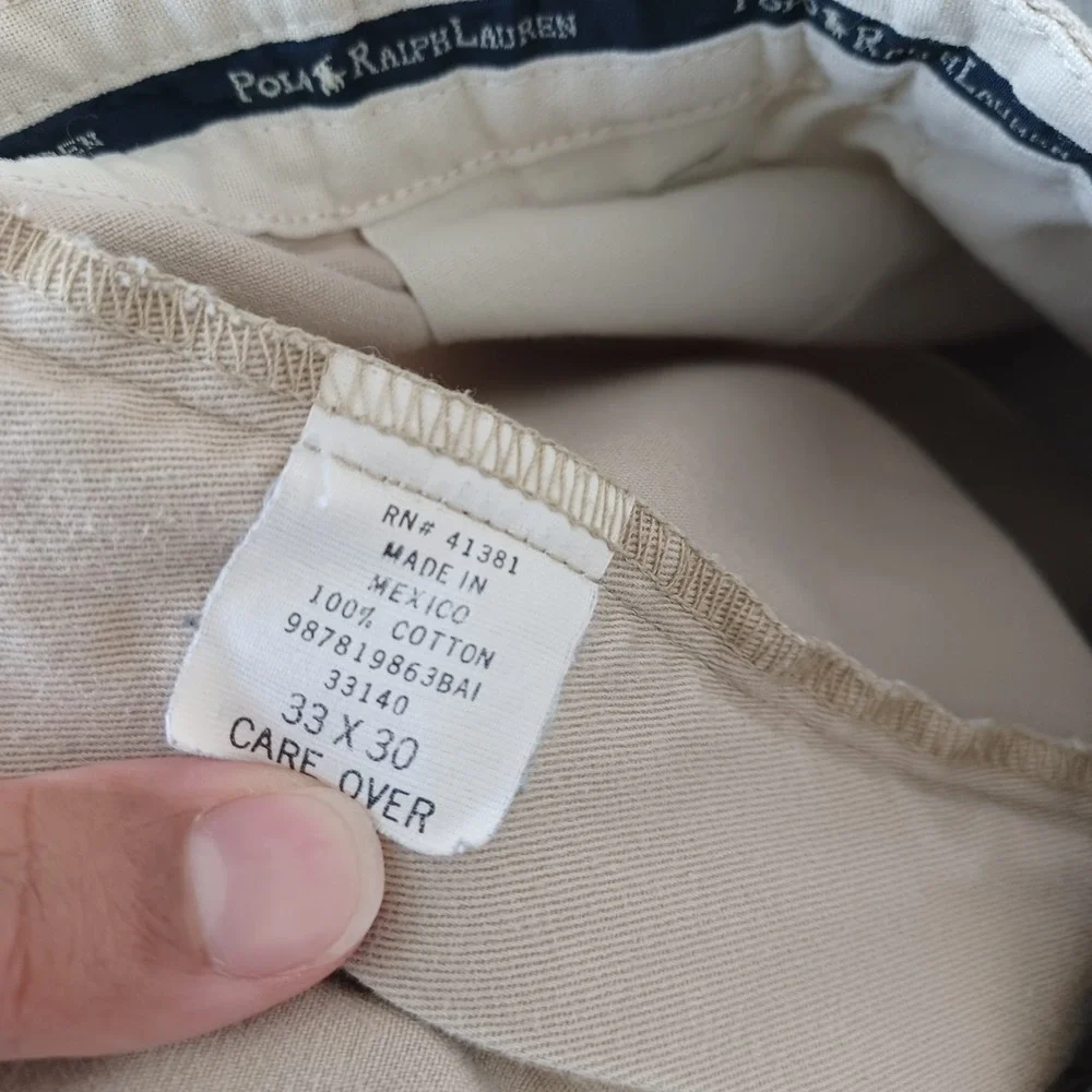 Vintage‎ Polo Ralph Lauren Pleated Pants Mens 33x30 Beige Straight Leg Classic